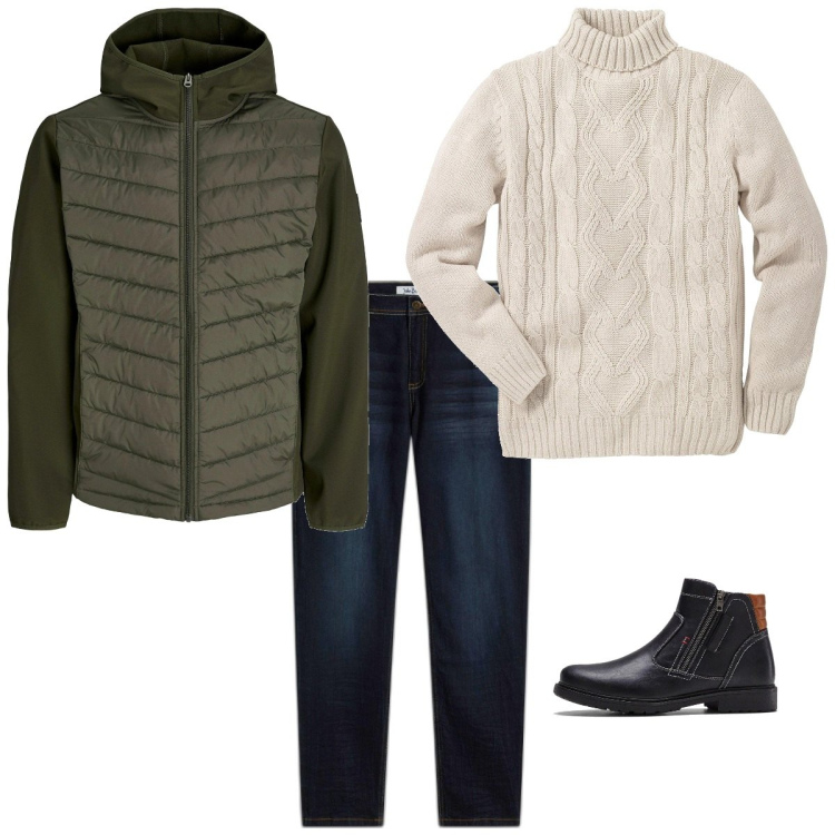 Outfit homme - Couleurs de la terre. Style Urban pour Tous les jours. Assortir avec jean slim, pulls, vestes, bottes.