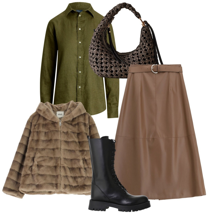 Outfit donna - Total look. Stile Bon Ton per Tutti i giorni. Abbinamento con gonne lunghe, borse a spalla, stivali, blazer, camicie.