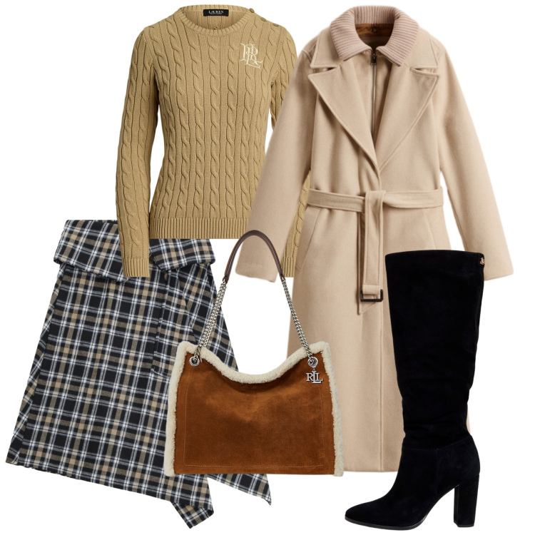 Outfit donna - Novembre. Stile Bon Ton per Tutti i giorni. Abbinamento con gonne longuette, stivali, maglieria, borse tote, cappotti.