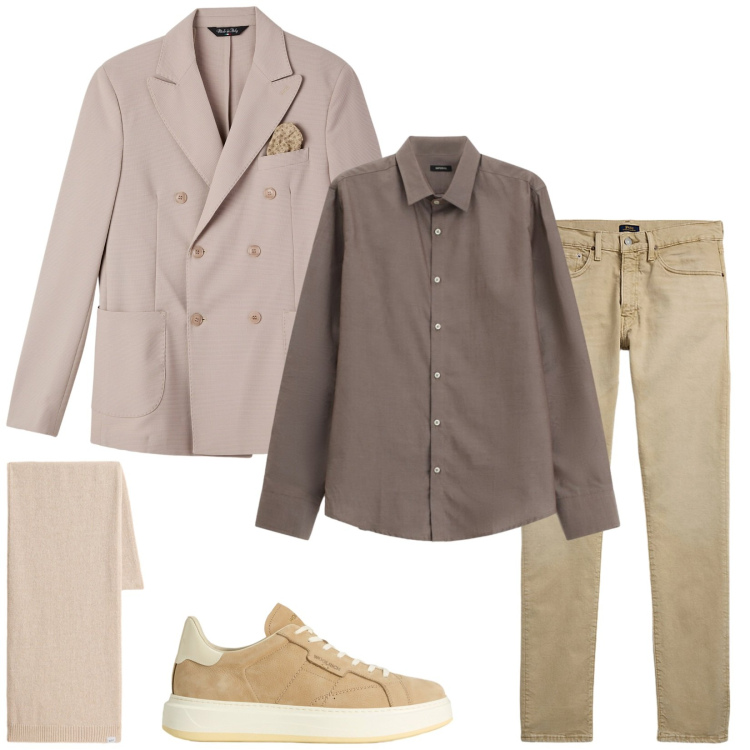 Outfit uomo - Total look #2287302. Stile Trendy per Serata speciale. Abbinamento con giacche, camicie, jeans, sneakers, sciarpe.