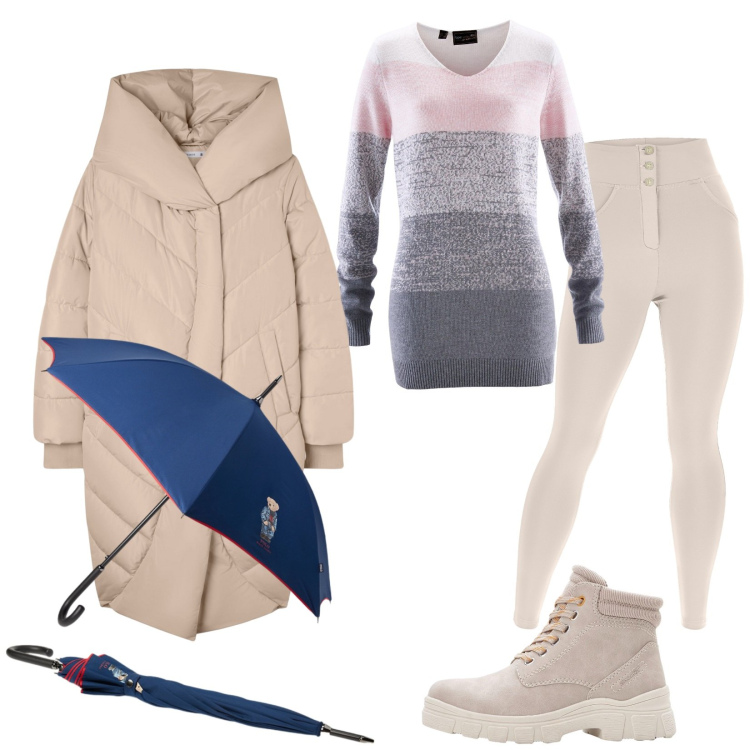 Outfit donna - Total look #2287313. Stile Casual chic per Tutti i giorni. Abbinamento con stivaletti, maglieria, cappotti, pantaloni skinny, borse tote.
