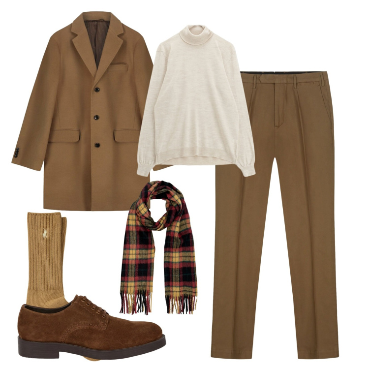 Outfit uomo - In ufficio!. Stile Casual per Ufficio. Abbinamento con maglieria, calzini, pantaloni, scarpe stringate, sciarpe, cappotti.