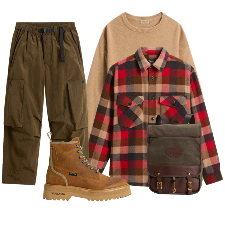 Outfit donna - Pantalone militare Woolrich. Stile Casual per Tutti i giorni. Abbinamento con anfibi, zaini, maglieria, pantaloni cargo, cappotti.