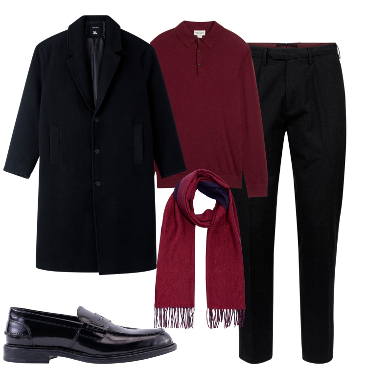 Outfit uomo - City. Stile Business/Elegante per Tutti i giorni. Abbinamento con maglieria, cappotti, sciarpe, scarpe stringate, pantaloni.