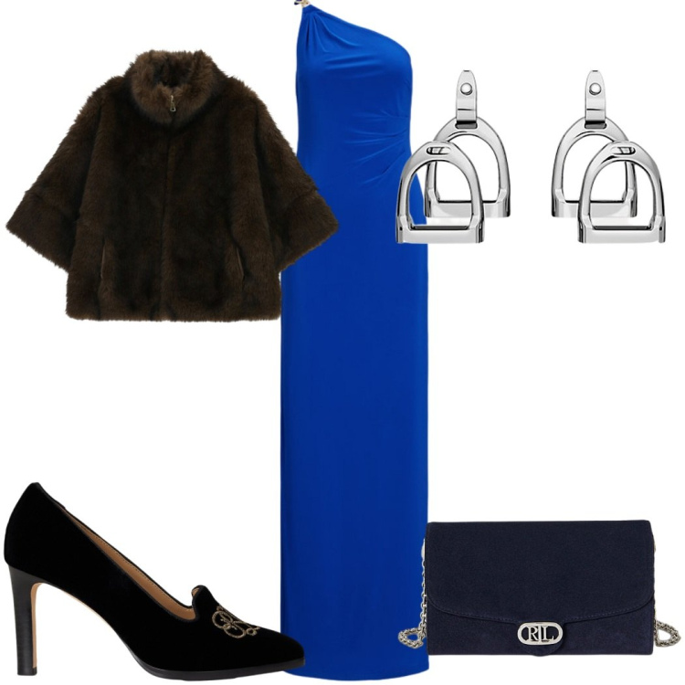 Outfit donna - Qualcosa di velluto: le décolleté. Stile Glamour per Cerimonia. Abbinamento con blazer, orecchini, vestiti asimmetrici, borse a tracolla, décolleté.