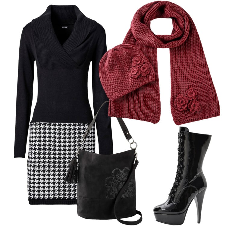 Outfit donna - Grintosetta. Stile Trendy per Tutti i giorni. Abbinamento con borse a mano, sciarpe, vestiti, stivaletti.