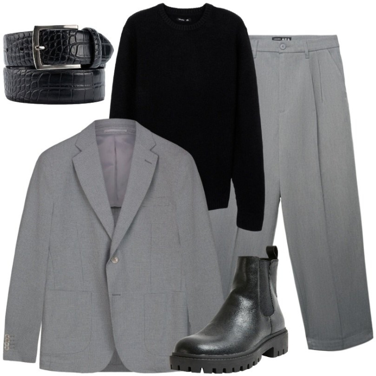 Outfit uomo - Il suo stile impeccabile. Stile Casual per Ufficio. Abbinamento con stivali e stivaletti, maglieria, pantaloni, giacche, cinture.
