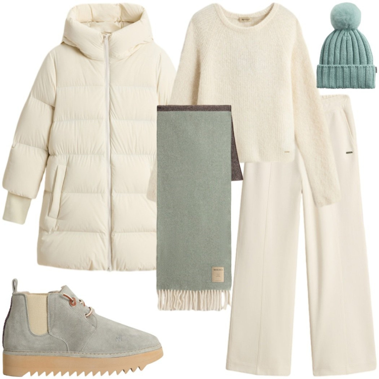 Outfit donna - Woolrich black Friday. Stile Urban per Tutti i giorni. Abbinamento con maglieria, stivaletti, pantaloni, piumini, berretti, sciarpe.