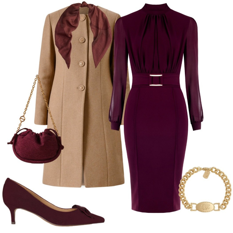 Outfit donna - Rinascimento black Friday. Stile Chic per Cerimonia. Abbinamento con vestiti a tubino, cappotti, borse a spalla, braccialetti, décolleté, sciarpe.