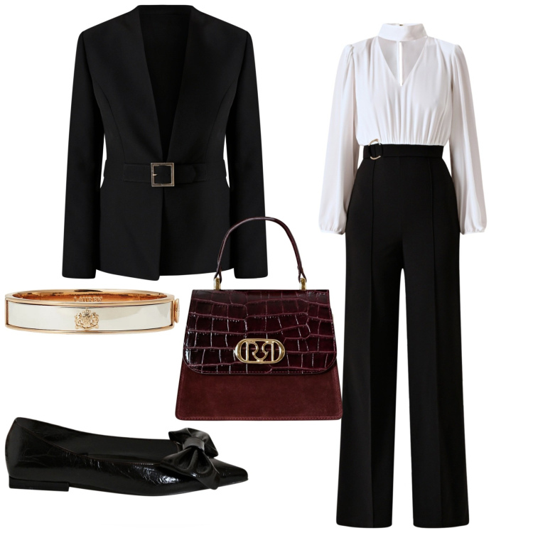 Outfit donna - Rinascimento - Black Friday 2025. Stile Chic per Cerimonia. Abbinamento con tute, ballerine, borse a mano, blazer, braccialetti.