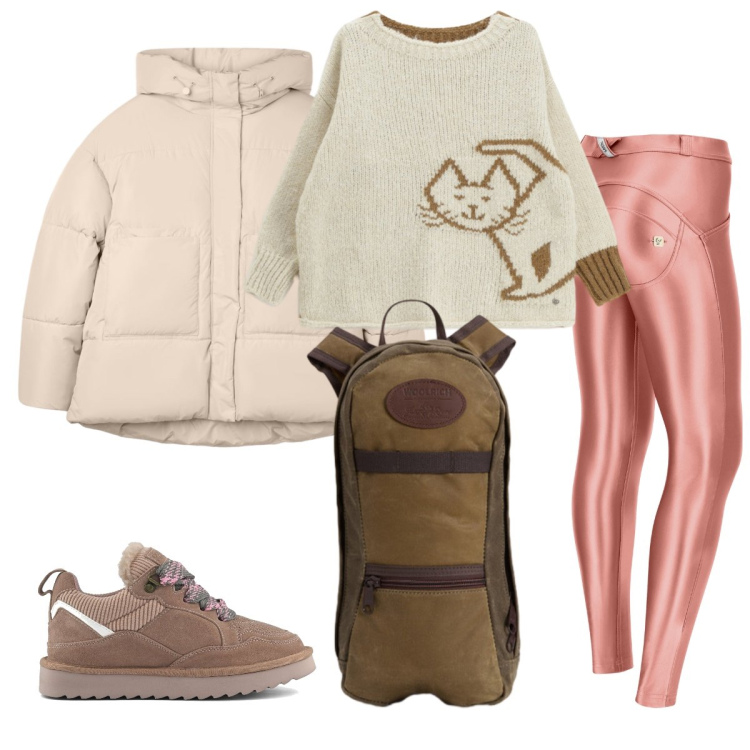 Outfit donna - Total look #2287565. Stile Casual per Tutti i giorni. Abbinamento con maglieria, bomber, pantaloni skinny, zaini, sneakers alte.