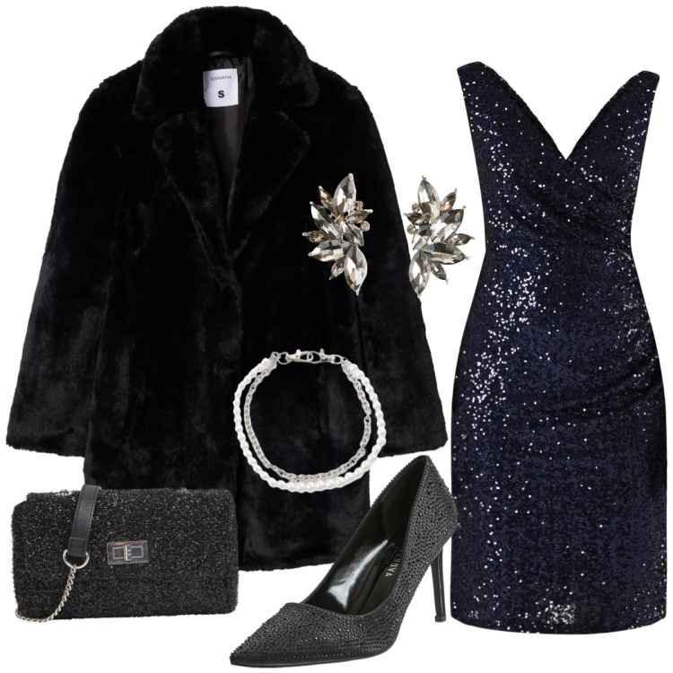 Outfit donna - Total look #2287568. Stile Glamour per Serata fuori. Abbinamento con orecchini, vestiti a tubino, décolleté, cappotti, borse a tracolla, braccialetti.