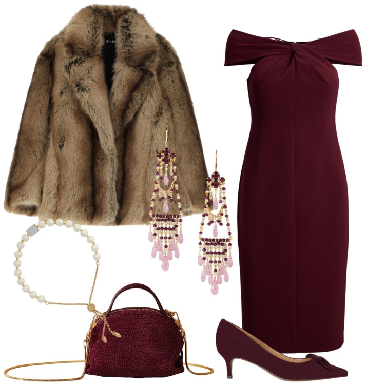 Outfit donna - Total look #2287573. Stile Chic per Serata fuori. Abbinamento con vestiti corti, borse a mano, braccialetti, décolleté, orecchini, vestiti.