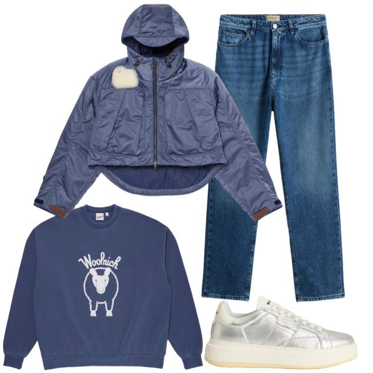 Outfit donna - Total look #2287581. Stile Casual per Tutti i giorni. Abbinamento con sneakers, jeans, felpe, blazer.