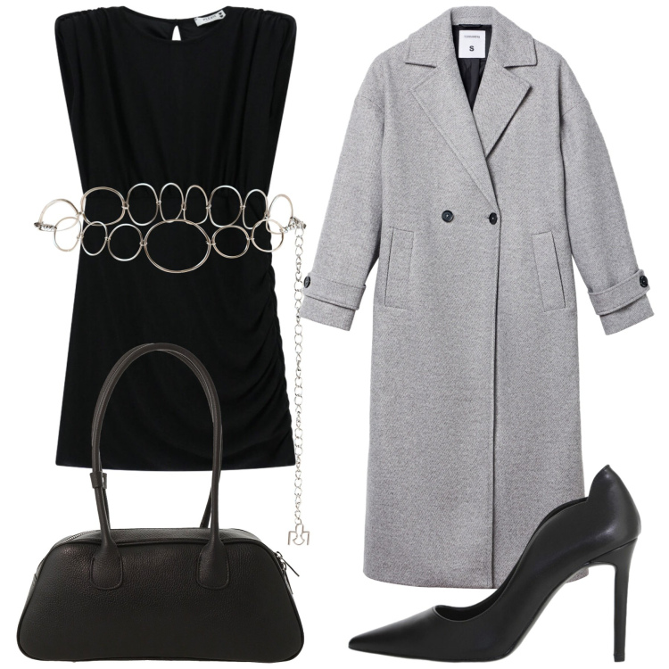 Outfit donna - Capi irrinunciabili. Stile Glamour per Tutti i giorni. Abbinamento con cappotti, cinture, vestiti corti, borse a mano, décolleté.