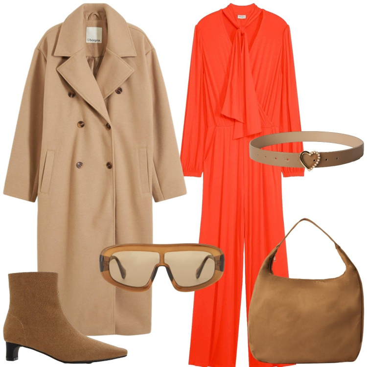 Outfit donna - Total look #2287607. Stile Casual chic per Tutti i giorni. Abbinamento con stivaletti, cappotti, tute, cinture, borse a mano, occhiali da sole.