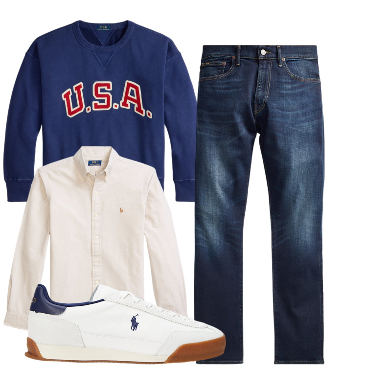 Outfit uomo - Total look #2287613. Stile Casual per Tutti i giorni. Abbinamento con jeans, sneakers, camicie, felpe.