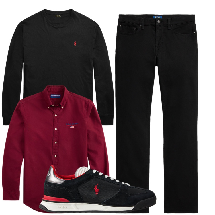 Outfit uomo - Total look #2287617. Stile Casual per Tutti i giorni. Abbinamento con sneakers, camicie, pantaloni, t-shirt.