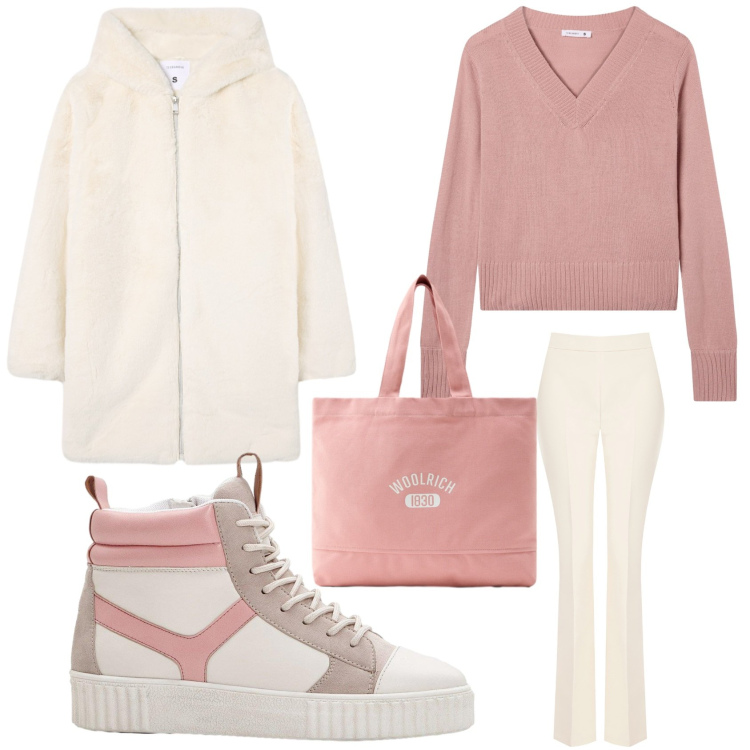 Outfit donna - Teddy coat. Stile Casual per Tutti i giorni. Abbinamento con sneakers alte, pantaloni, maglieria, cappotti, borse tote.