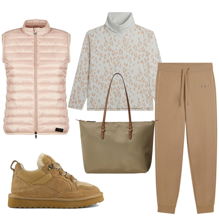 Outfit donna - Total look #2287650. Stile Sporty chic per Tutti i giorni. Abbinamento con pantaloni, felpe, borse tote, piumini, sneakers alte.