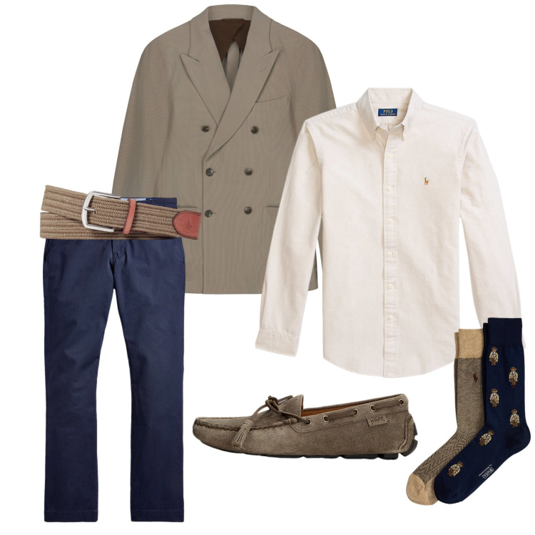 Outfit uomo - Total look #2287654. Stile Trendy per Serata speciale. Abbinamento con scarpe stringate, cinture, pantaloni, camicie, calzini, giacche.