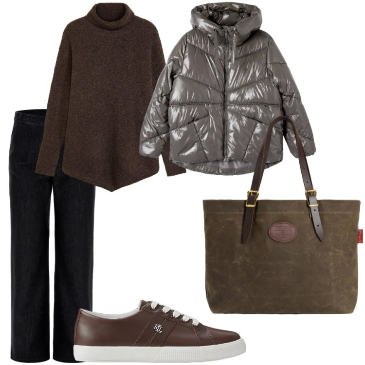Outfit donna - Total look #2287739. Stile Casual per Scuola/Università. Abbinamento con maglieria, bomber, jeans, sneakers, borse tote.