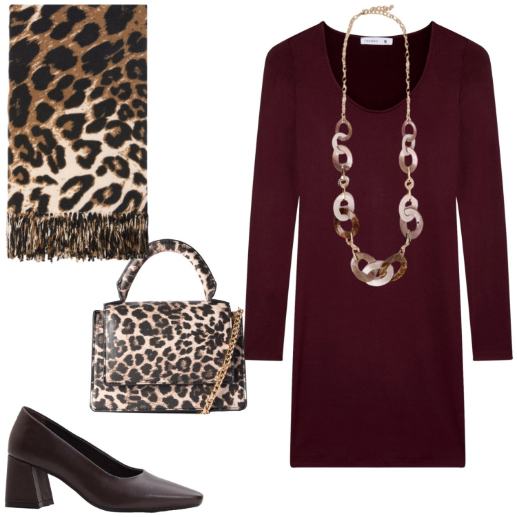 Outfit donna - Total look #2287802. Stile Chic per Serata fuori. Abbinamento con décolleté, vestiti corti, borse a tracolla, collane, sciarpe.