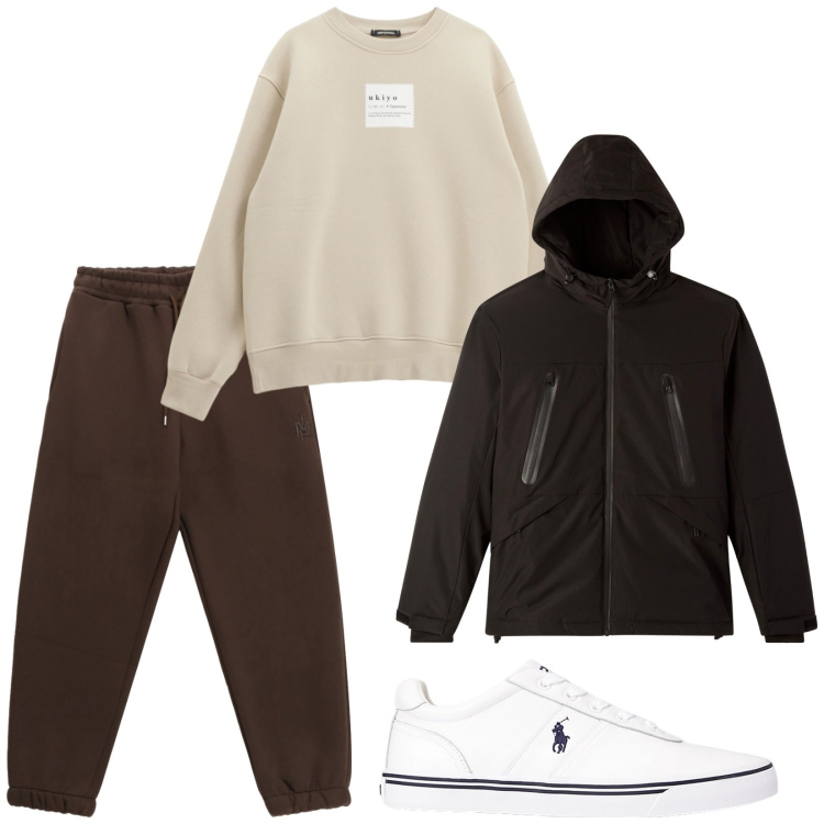 Outfit uomo - Total look #2287810. Stile Trendy per Sport. Abbinamento con giacche, pantaloni, felpe, sneakers.