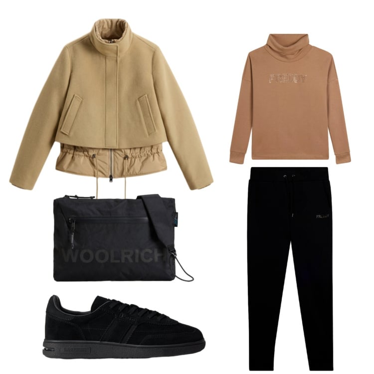 Outfit donna - Total look #2287811. Stile Sporty chic per Tutti i giorni. Abbinamento con tute, sneakers, borse a tracolla, blazer.