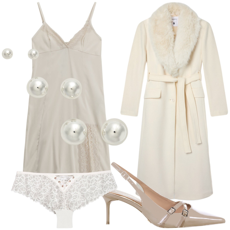 Outfit donna - Perle sulla sposa d inverno. Stile Chic per Cerimonia. Abbinamento con culotte, décolleté, cappotti, vestiti, orecchini.