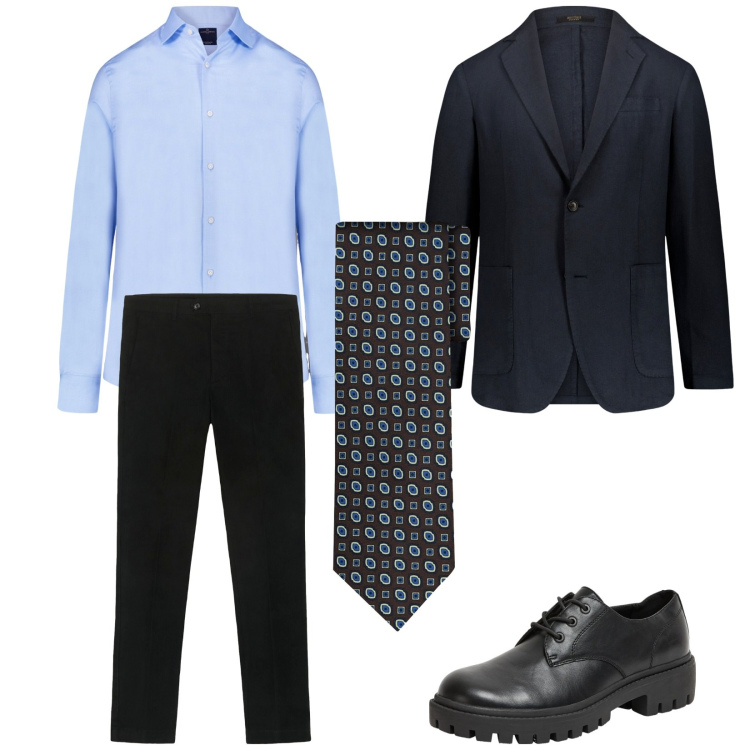 Outfit uomo - Total look #2287843. Stile Business/Elegante per Ufficio. Abbinamento con scarpe stringate, camicie, pantaloni chino, cravatte, giacche.