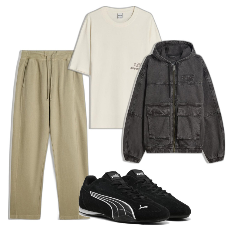 Outfit hombre - Casual look. Estilo Casual para Todos los días. Combinación con chaquetas, sneakers, pantalones, camiseta.