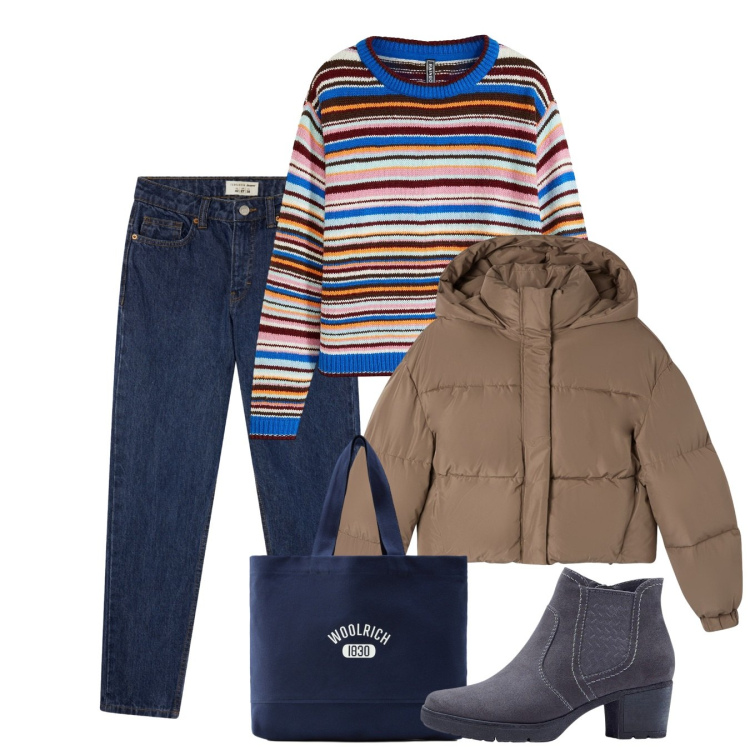 Outfit donna - Novembre. Stile Casual per Tutti i giorni. Abbinamento con stivaletti, maglieria, jeans mom, bomber, borse tote.