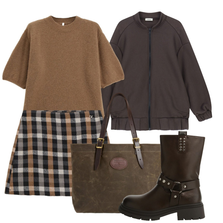 Outfit donna - Novembre. Stile Bon Ton per Scuola/Università. Abbinamento con stivali, maglieria, minigonne, bomber, borse tote.