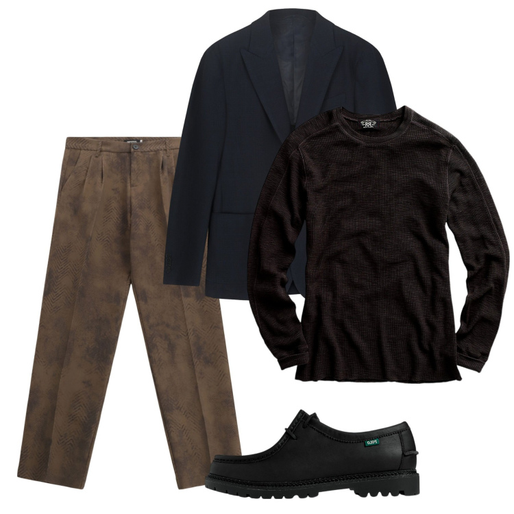 Outfit uomo - Novembre. Stile Trendy per Serata speciale. Abbinamento con pantaloni, maglieria, scarpe stringate, giacche.