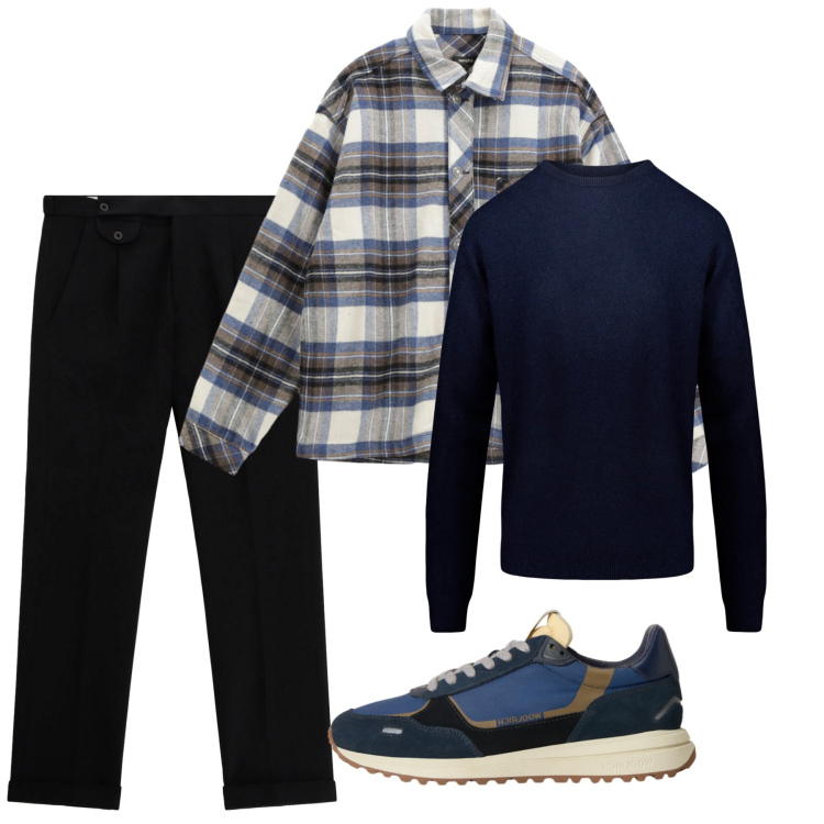 Outfit uomo - Weekend. Stile Casual per Tutti i giorni. Abbinamento con camicie, pantaloni, sneakers, maglieria.