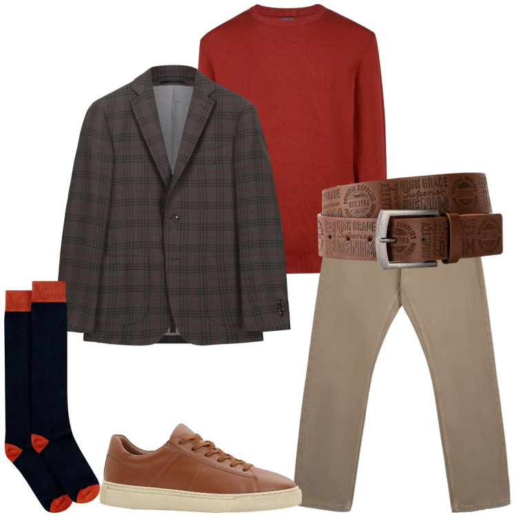 Outfit uomo - Total look #2287940. Stile Trendy per Tutti i giorni. Abbinamento con cinture, sneakers, jeans, calzini, maglieria, giacche.