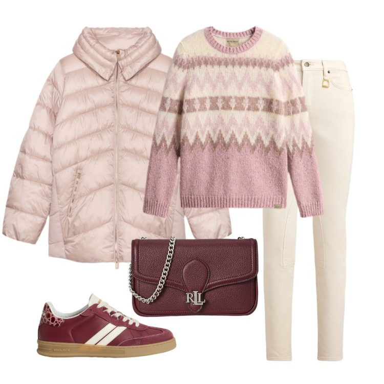 Outfit donna - Total look #2287951. Stile Casual per Tutti i giorni. Abbinamento con sneakers, maglieria, clutch, jeans skinny, piumini.