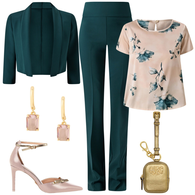 Outfit donna - Black Friday Rinascimento. Stile Chic per Cerimonia. Abbinamento con bolero, pantaloni, bluse, décolleté, pochette, orecchini.