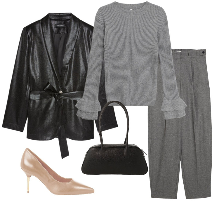 Outfit donna - Total look #2287967. Stile Chic per Tutti i giorni. Abbinamento con pantaloni, décolleté, maglieria, borse a mano, blazer.