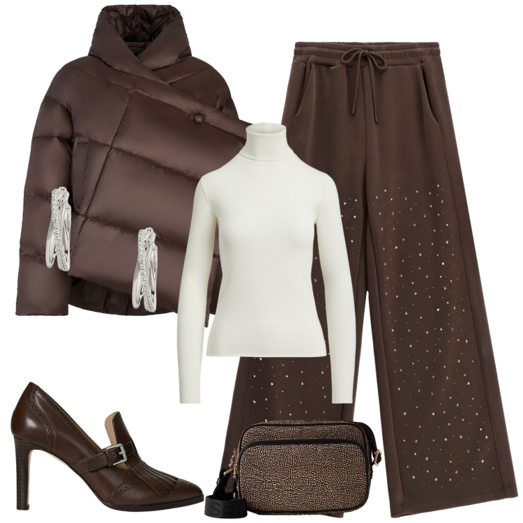 Outfit donna - Total look #2288099. Stile Chic per Serata fuori. Abbinamento con pantaloni, borse a tracolla, orecchini, décolleté, maglieria, blazer.