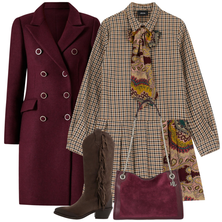 Outfit donna - Tartan. Stile Bon Ton per Tutti i giorni. Abbinamento con cappotti, stivali, vestiti, borse tote.