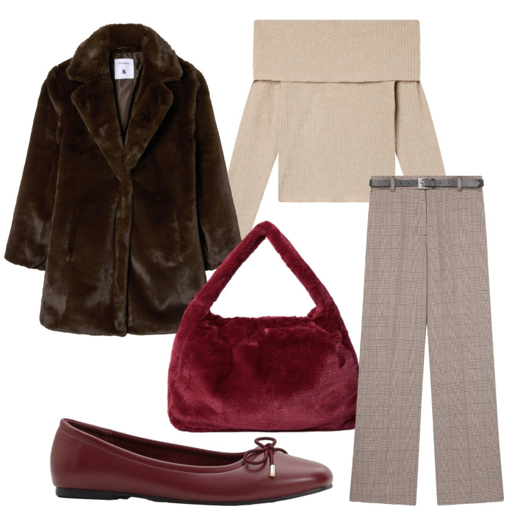 Outfit donna - Total look #2288270. Stile Bon Ton per Tutti i giorni. Abbinamento con ballerine, pantaloni, maglieria, cappotti, borse a spalla.