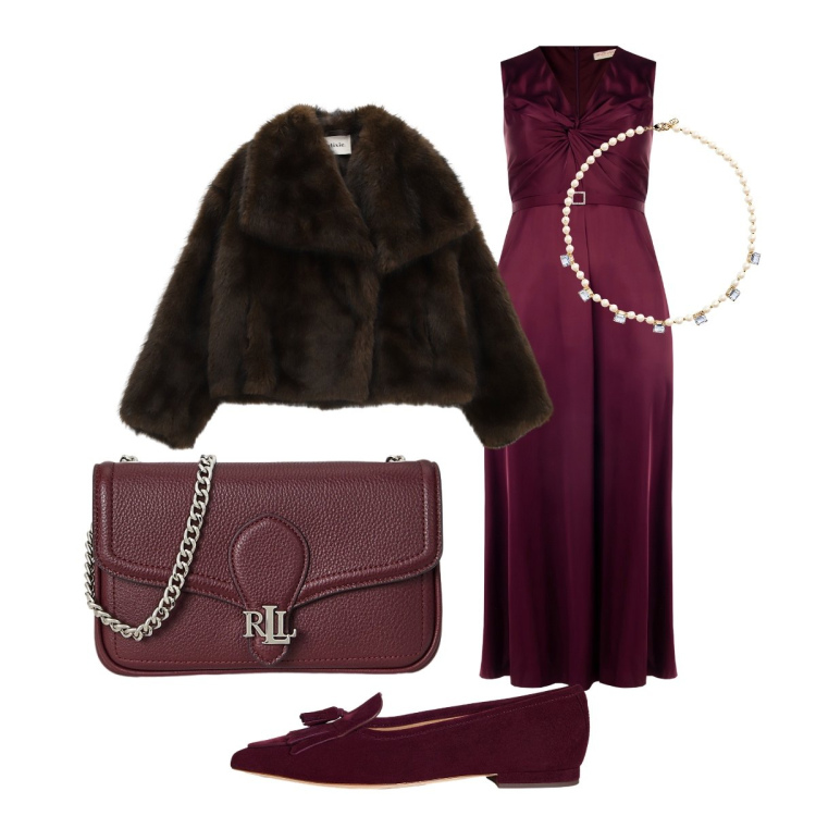 Outfit donna - Eleganza serale. Stile Chic per Cerimonia. Abbinamento con vestiti lunghi, blazer, collane, clutch, ballerine.