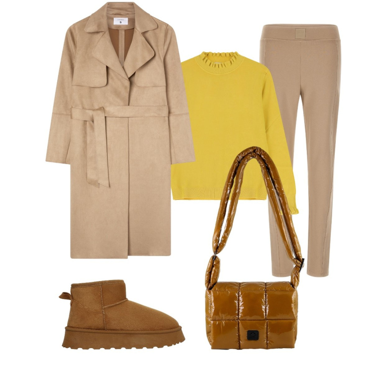 Outfit donna - Total look #2288309. Stile Casual chic per Tutti i giorni. Abbinamento con trench, stivali, maglieria, pantaloni, borse a spalla.