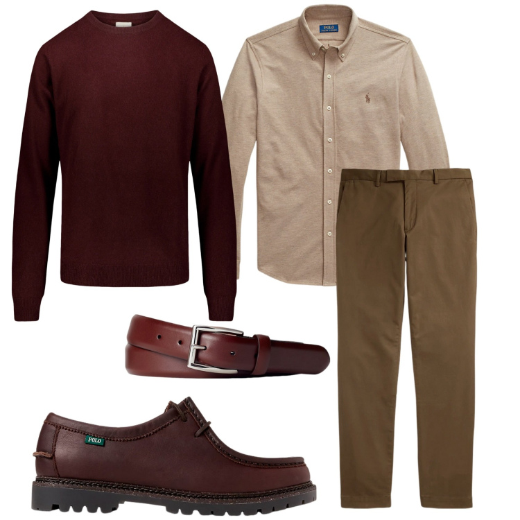 Outfit uomo - Total look #2288320. Stile Casual per Tutti i giorni. Abbinamento con scarpe stringate, pantaloni, cinture, camicie, maglieria.
