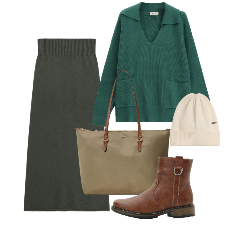 Outfit donna - Novembre. Stile Bon Ton per Tutti i giorni. Abbinamento con stivaletti, gonne lunghe, maglieria, berretti, borse tote.