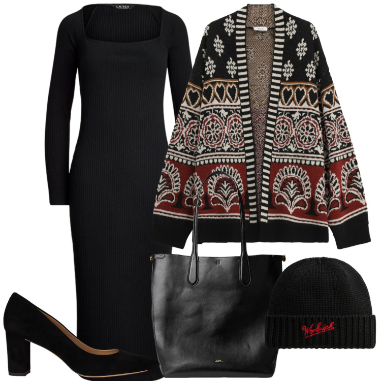 Outfit donna - Novembre. Stile Bon Ton per Ufficio. Abbinamento con cardigans, décolleté, borse tote, vestiti, berretti.