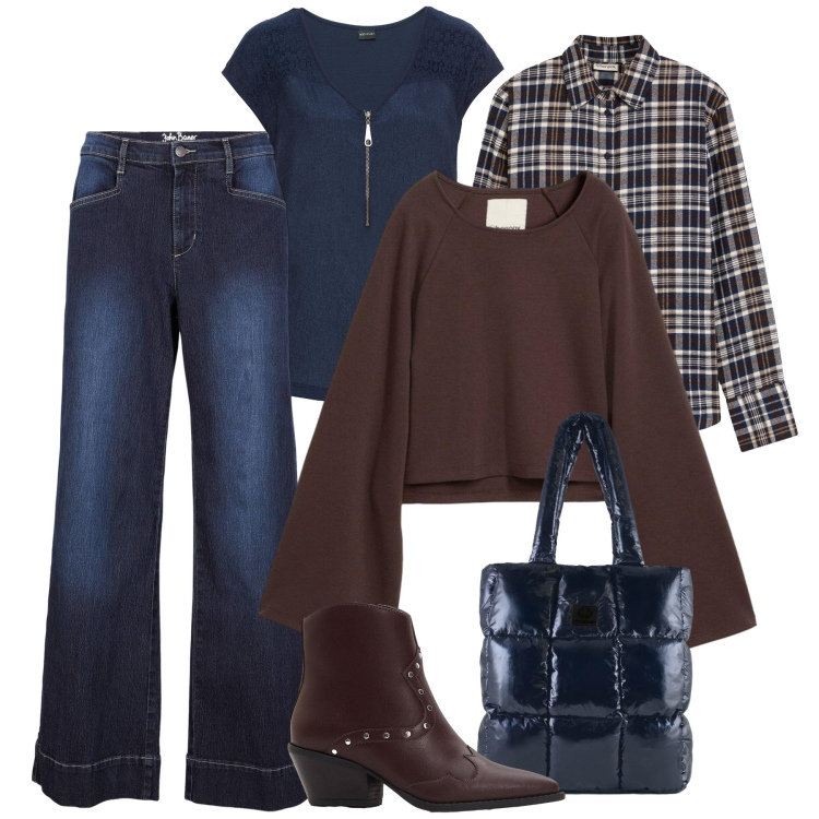 Outfit donna - La mantella in città. Stile Urban per Tutti i giorni. Abbinamento con cappe, t-shirt, jeans, stivaletti texani, camicie, shopping bag.