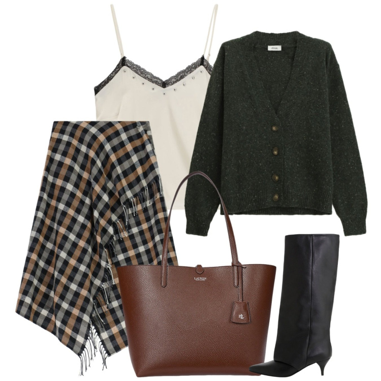 Outfit donna - La gonna plaid. Stile Bon Ton per Tutti i giorni. Abbinamento con top, gonne lunghe, stivali, cardigans, borse tote.